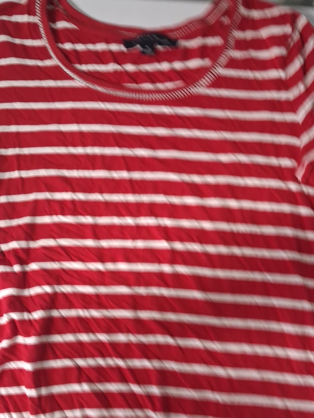 Tommy Hilfiger Red and White Striped Short Sleeve Tee